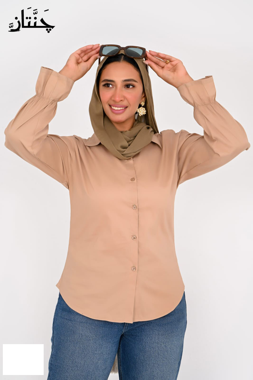 شيميز  جومانا خامة بوبلين قطن بريميوم كوالتي لون كافيه